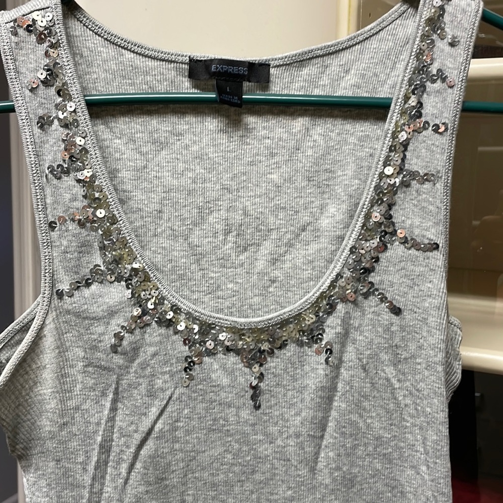 Grey Sequined Tank Top